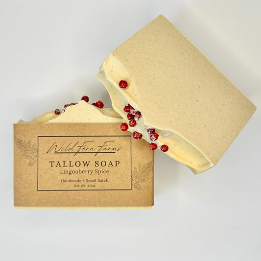 Tallow Soap; Lingonberry Spice